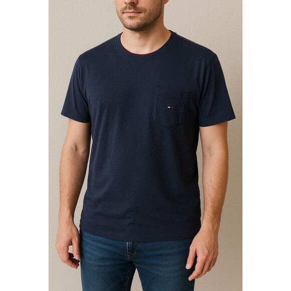 Tommy Hilfiger Men’s Navy Blue Pocket T-Shirt Size 2XL Short Sleeve Casual - Picture 1 of 8